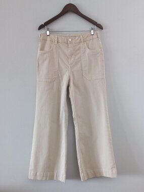 PILCRO (Anthropologie) Wide leg cream jeans with patch pockets
